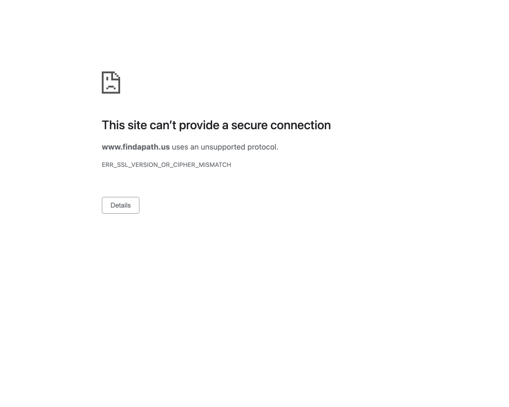 Site can't provide a secure connection: ssl version or cipher mismatch