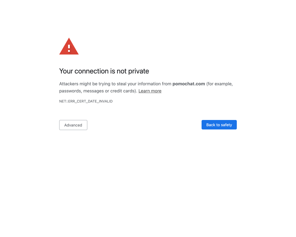 Your connection is not private: cert date invalid