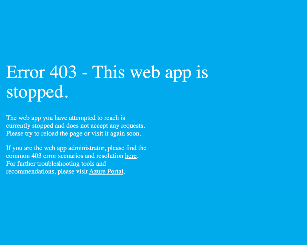 Error 403 - This web app is stopped