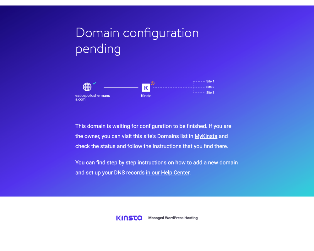 Domain configuration pending